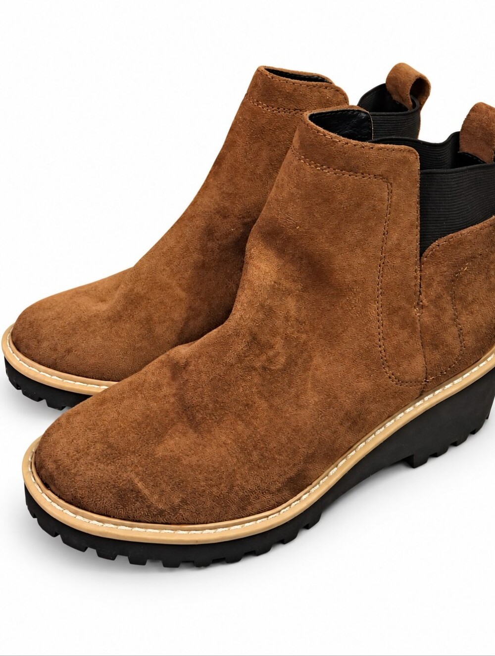 DV by Dolce Vita Rango Brown Faux Suede Chelsea Wedge Boots Size 7